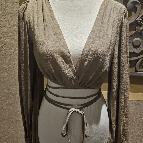 Princess Polly Ayesha Size 6 Brown Boho Peasant Hippie Balloon Sleeve Top NEW - Picture 5 of 9